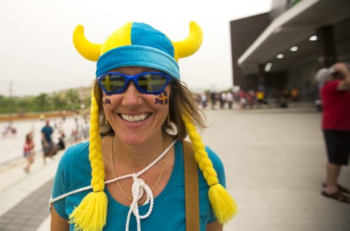 Mari Clovechok, who was born in Sweden, waits in line to see the Nigeria vs. Sweden game at the Investors Group Field on Monday, June 8, 2015. Mikaela MacKenzie / Winnipeg Free Press