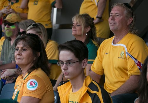 Australia midfielder Katrina Gorry's family (left to right)  mother Linda Gorry, brother Jared, step-mother Michelle Gorry and father Peter Gorry. FIFA Women's World Cup USA vs Australia. See story by Melissa Martin June 08, 2015 - MELISSA TAIT / WINNIPEG FREE PRESS