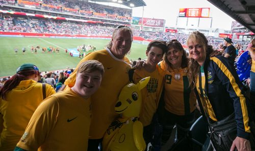 Australia midfielder Katrina Gorry's family (left to right) brother Dylan, father Peter Gorry, brother Jared, mother Linda Gorry and step-mother Michelle. FIFA Women's World Cup USA vs Australia. See story by Melissa Martin June 08, 2015 - MELISSA TAIT / WINNIPEG FREE PRESS
