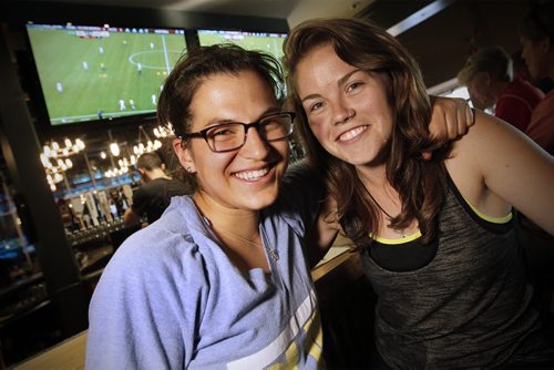 June 9, 2015 - 150909  -  Americans Katie DeSendis and Allison McVey from Nashville came up to Winnipeg to support their team at the FIFA Women's World Cup Tuesday, June 9, 2015. John Woods / Winnipeg Free Press
