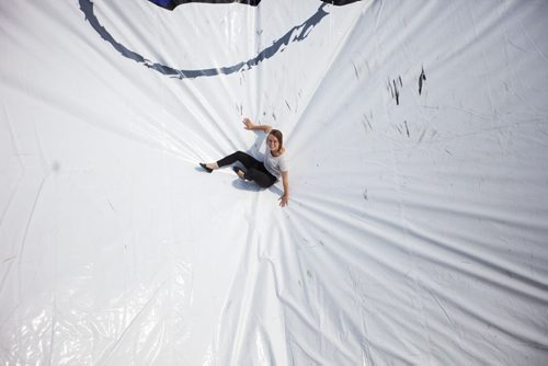 Aidan Geary tries out the Gravity Jump at the Red River Exhibition on opening day in Winnipeg on Friday, June 12, 2015.  The Gravity Jump is essentially a scaffolding tower from which you jump onto an airbag, and this is the first of it's kind in Canada. Mikaela MacKenzie / Winnipeg Free Press