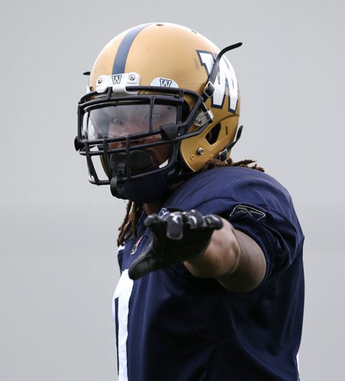 Winnipeg Blue Bombers' Shaquille Richardson (0), during practice at the University of Manitoba, Saturday, June 13, 2015. (TREVOR HAGAN/WINNIPEG FREE PRESS)