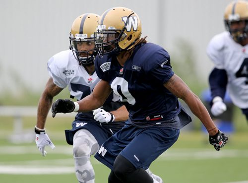 Winnipeg Blue Bombers' Shaquille Richardson (0), during practice at the University of Manitoba, Saturday, June 13, 2015. (TREVOR HAGAN/WINNIPEG FREE PRESS)