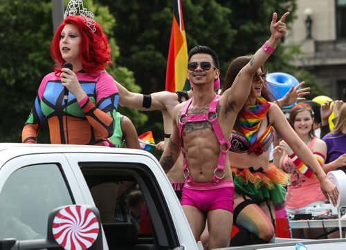 Hundreds showed up to take part in the 28th Anniversary of the Winnipeg Pride Parade Sunday afternoon. 150614 - Sunday, June 14, 2015 -  MIKE DEAL / WINNIPEG FREE PRESS