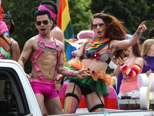 Hundreds showed up to take part in the 28th Anniversary of the Winnipeg Pride Parade Sunday afternoon. 150614 - Sunday, June 14, 2015 -  MIKE DEAL / WINNIPEG FREE PRESS