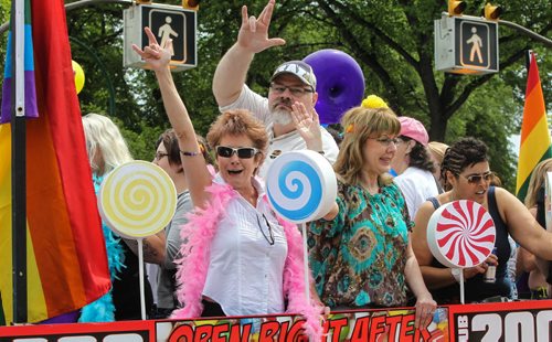 Hundreds showed up to take part in the 28th Anniversary of the Winnipeg Pride Parade Sunday afternoon. 150614 - Sunday, June 14, 2015 -  MIKE DEAL / WINNIPEG FREE PRESS