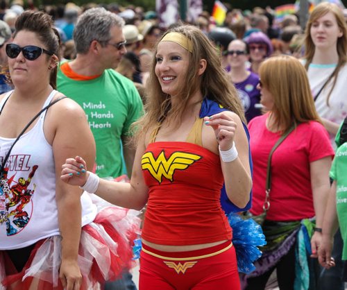 Hundreds showed up to take part in the 28th Anniversary of the Winnipeg Pride Parade Sunday afternoon. 150614 - Sunday, June 14, 2015 -  MIKE DEAL / WINNIPEG FREE PRESS