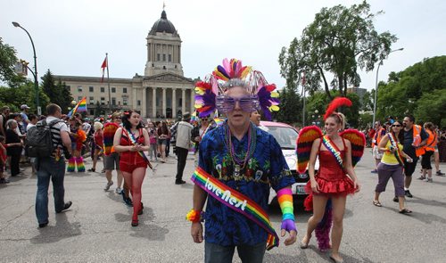 Hundreds showed up to take part in the 28th Anniversary of the Winnipeg Pride Parade Sunday afternoon. 150614 - Sunday, June 14, 2015 -  MIKE DEAL / WINNIPEG FREE PRESS