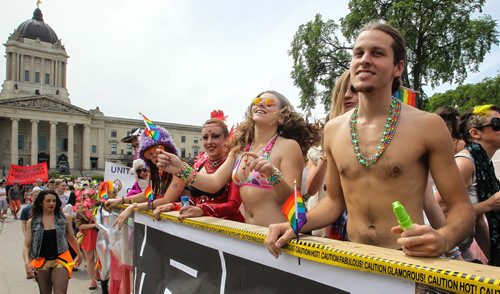 Hundreds showed up to take part in the 28th Anniversary of the Winnipeg Pride Parade Sunday afternoon. 150614 - Sunday, June 14, 2015 -  MIKE DEAL / WINNIPEG FREE PRESS