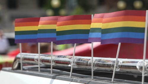 Hundreds showed up to take part in the 28th Anniversary of the Winnipeg Pride Parade Sunday afternoon. 150614 - Sunday, June 14, 2015 -  MIKE DEAL / WINNIPEG FREE PRESS