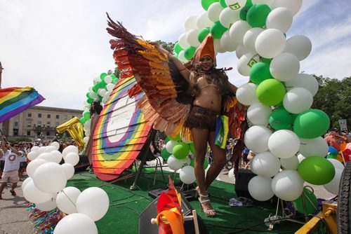 Hundreds showed up to take part in the 28th Anniversary of the Winnipeg Pride Parade Sunday afternoon. 150614 - Sunday, June 14, 2015 -  MIKE DEAL / WINNIPEG FREE PRESS