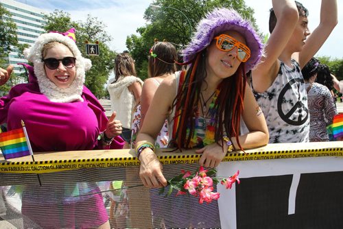 Hundreds showed up to take part in the 28th Anniversary of the Winnipeg Pride Parade Sunday afternoon. 150614 - Sunday, June 14, 2015 -  MIKE DEAL / WINNIPEG FREE PRESS