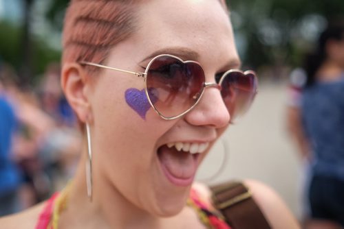 Aileen Audette is all smiles as she takes part in the 28th Anniversary of the Winnipeg Pride Parade Sunday afternoon. 150614 - Sunday, June 14, 2015 -  MIKE DEAL / WINNIPEG FREE PRESS