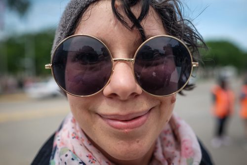 Sarah DeRosa is all smiles as she takes part in the 28th Anniversary of the Winnipeg Pride Parade Sunday afternoon. 150614 - Sunday, June 14, 2015 -  MIKE DEAL / WINNIPEG FREE PRESS