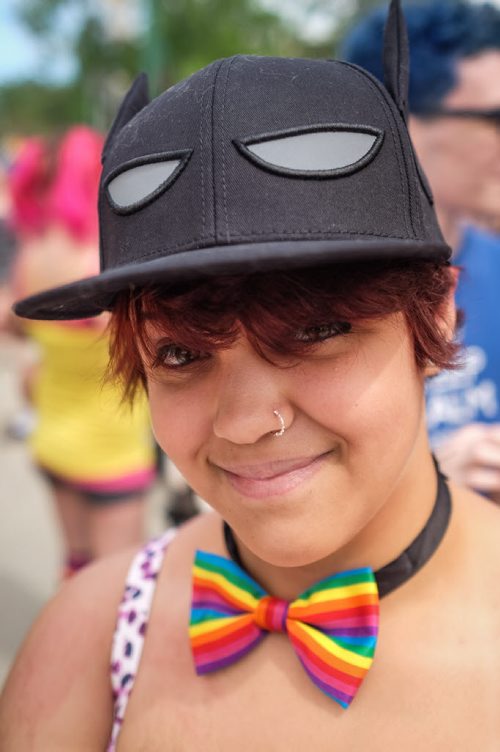 Edessa Gingras is all smiles as she takes part in the 28th Anniversary of the Winnipeg Pride Parade Sunday afternoon. 150614 - Sunday, June 14, 2015 -  MIKE DEAL / WINNIPEG FREE PRESS