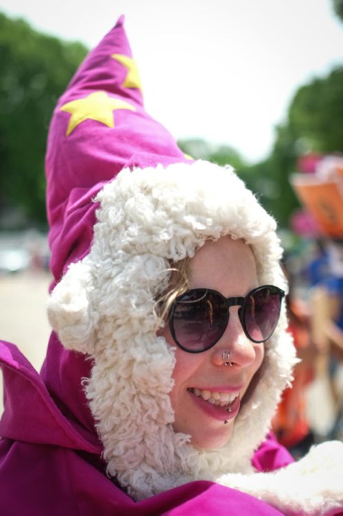 Kate Nernberg is all smiles as she takes part in the 28th Anniversary of the Winnipeg Pride Parade Sunday afternoon. 150614 - Sunday, June 14, 2015 -  MIKE DEAL / WINNIPEG FREE PRESS