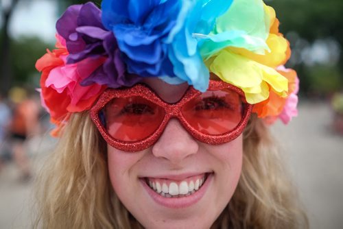 Hannah Taylor is all smiles as she takes part in the 28th Anniversary of the Winnipeg Pride Parade Sunday afternoon. 150614 - Sunday, June 14, 2015 -  MIKE DEAL / WINNIPEG FREE PRESS