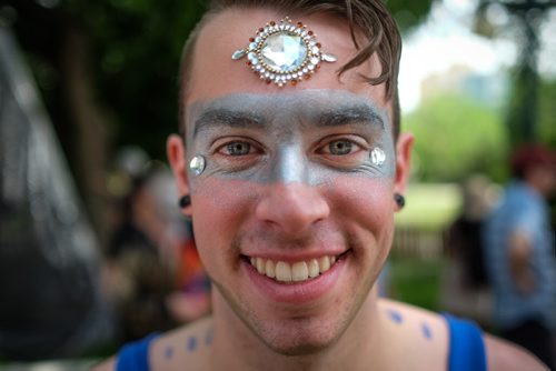 Daniel Grant is all smiles as he takes part in the 28th Anniversary of the Winnipeg Pride Parade Sunday afternoon. 150614 - Sunday, June 14, 2015 -  MIKE DEAL / WINNIPEG FREE PRESS