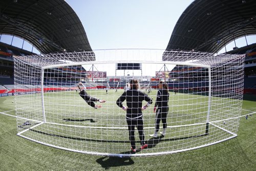 June 14, 2015 - 150614  -  Germany's goalkeepers saves shots during practice in Winnipeg Sunday, June 14, 2015. John Woods / Winnipeg Free Press