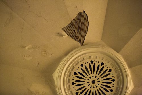 The Heritage North End Church in Winnipeg is up for sale for less than the price of a starter home on Tuesday, June 16, 2015.  The plaster is in dire need of restoration, as evidenced by this section of the ceiling. Mikaela MacKenzie / Winnipeg Free Press
St. Giles Church was built in 1908.