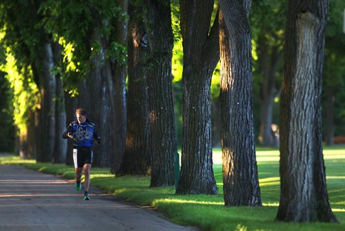 Cool Morning- A runner works out early Thursday morning in Assiniboine Park in Winnipeg  Todays forecast will see a cooler day with highs of near 19C and mostly sunny skies-   Standup Photo- June 18, 2015   (JOE BRYKSA / WINNIPEG FREE PRESS)