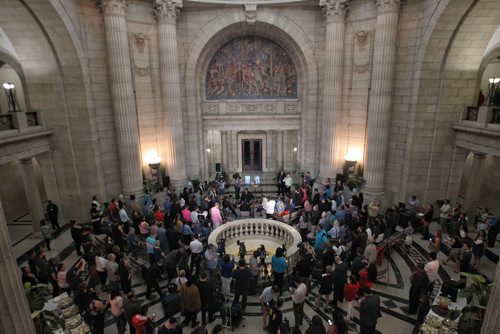 The ceremony honouring the '60's Scoop survivors takes place in the rotunda of the Manitoba Legislative Building Thursday.  150618 June 18, 2015 MIKE DEAL / WINNIPEG FREE PRESS