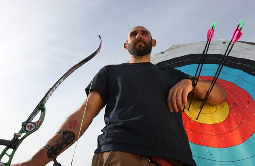 Winnipeg archer Jay Lyon is caught in the crosshairs and may lose his spot in Canada's Pan AM Games. See Randy Turner story.    June 18, 2015 Ruth Bonneville / Winnipeg Free Press