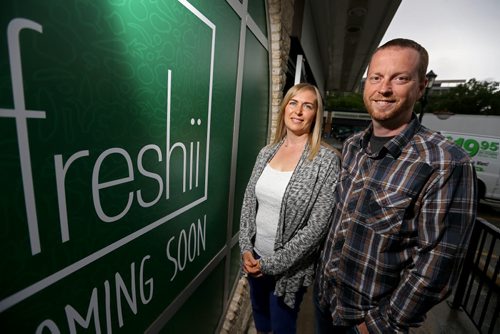 Coralee and Troy Turner, owners of Freshii, a healthy fast food chain opening soon, Friday, June 19, 2015. (TREVOR HAGAN/WINNIPEG FREE PRESS) - for Martin Cash