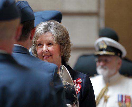 Lt Governor Janice Filmon insopects the Air COmmand Band after her swearing in ceremony Friday. See story. June 19, 2015 - (Phil Hossack / Winnipeg Free Press)