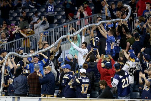 "FEED THE SNAKE!" The Beer Snake returns as the Winnipeg Blue Bombers' play against the Hamilton Tiger-Cats' during preseason CFL action, Friday, June 19, 2015. (TREVOR HAGAN/WINNIPEG FREE PRESS)