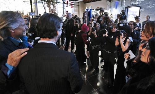 John Woods / Winnipeg Free Press / November 17/07- 071117  -  The paparazzi snap pictures of Peter Nygard and Premiere Gary Doer at the opening of Nygard's new store on Sherbrook and Broadway Saturday Nov 17/07.