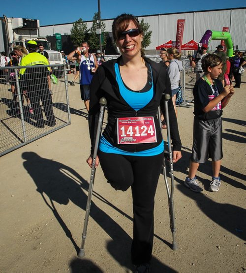 Sandi Reimer completed the Super Run having only one leg at the Manitoba Marathon Sunday morning. 150621 - Sunday, June 21, 2015 -  MIKE DEAL / WINNIPEG FREE PRESS