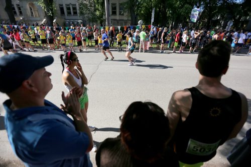Relay checkpoint in Wolseley. Participants in the Manitoba Marathon, Sunday, June 21, 2015. (TREVOR HAGAN/WINNIPEG FREE PRESS)