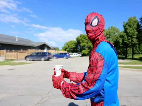 Spider Man on Lyndale Drive. Participants in the Manitoba Marathon, Sunday, June 21, 2015. (TREVOR HAGAN/WINNIPEG FREE PRESS)
