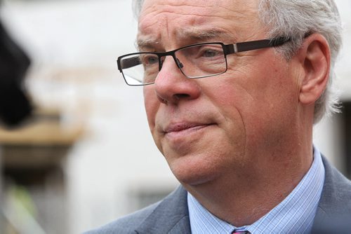 Manitoba Premier Greg Selinger at the construction site of the new UWinnipeg Commons apartment complex. The 14 story building will house students, families and individuals downtown and will open in the summer of 2016. 150622 June 22, 2015 MIKE DEAL / WINNIPEG FREE PRESS