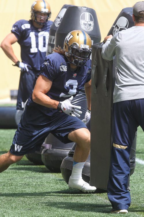 Graig Newman (3) during Winnipeg Blue Bomber practice at IGF Monday.  150623 June 23, 2015 MIKE DEAL / WINNIPEG FREE PRESS