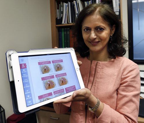 U of M-trained Dr. Sandhya Pruthi who is visiting from the Mayo Clinic, shes developed a Mayo Clinic breast cancer App for the iPad for newly-diagnosed breast cancer patients to help them get through it. Carol Sanders story   Wayne Glowacki / Winnipeg Free Press June 24  2015