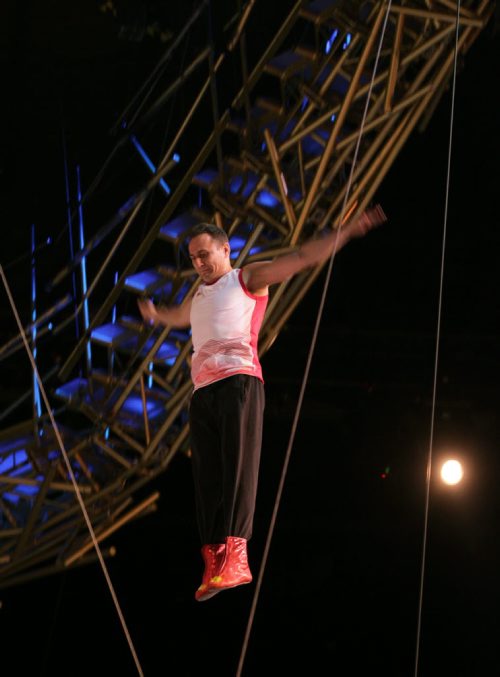 Members of the "Russian Swing Artists" rehears their performance for opening night of Cirque du Soleil 's Varekai performances in Winnipeg. See story. June 24, 2014 / (Phil Hossack / Winnipeg Free Press)