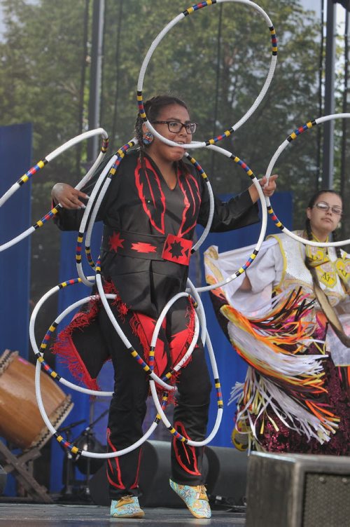 Hoop dancer Rose Nigidja performs on the Festival Stage at The Forks during the United Way 50th Anniversary concert, One Night For Winnipeg.  150624 June 24, 2015 MIKE DEAL / WINNIPEG FREE PRESS