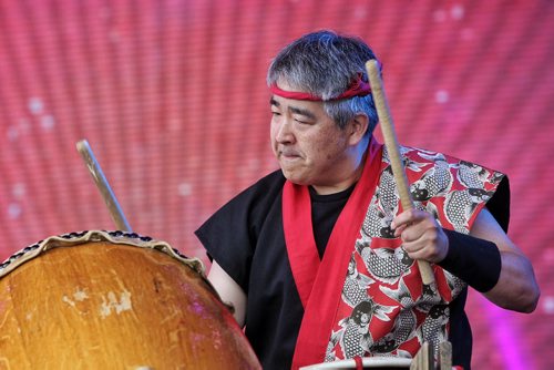 A member of Drums United perform on the Festival Stage at The Forks during the United Way 50th Anniversary concert, One Night For Winnipeg.  150624 June 24, 2015 MIKE DEAL / WINNIPEG FREE PRESS