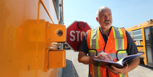 Maurice Gregoire, president and lead product designer at Teknisult set up a pilot project placing cameras on sides of school buses to catch drivers passing when stopping guard is out.   See Jessica Botelho-Urbanski story.  June 26,, 2015 Ruth Bonneville / Winnipeg Free Press
