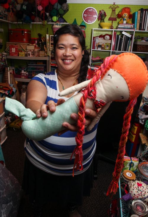 Emily Hebert is a registered nurse who makes dolls in a basement workshop; she sells her creations at craft markets around town - and they have been purchased by people around the world thru her Facebook site, "Emma's Doll Party." 150625 - Friday, June 26, 2015 -  MIKE DEAL / WINNIPEG FREE PRESS