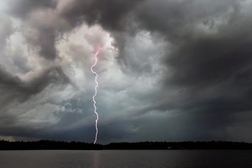 Violent Weather- Lightning strikes behind Florence Lake in Whiteshell Provincial Park Saturday near 3 PM   Standup Photo- June 27, 2015   (JOE BRYKSA / WINNIPEG FREE PRESS)