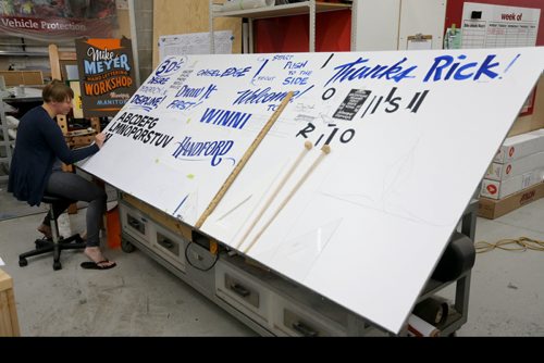 A participant. Mike Meyer was brought in to instruct a sign painting workshop at Signmeister, Saturday, June 27, 2015. The art of hand sign painting has been making a resurgence after nearly becoming obsolete due to computers and vinyl. (TREVOR HAGAN/WINNIPEG FREE PRESS)