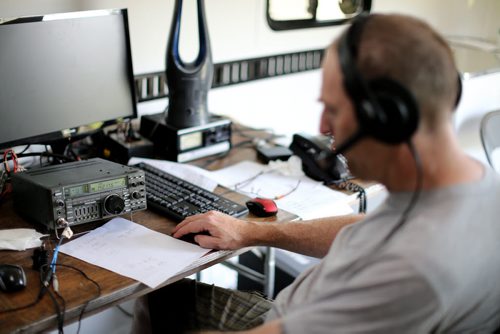 John Erwin at CMU. The Winnipeg Amateur Radio Club holding a Field Day, part of a continent-wide exercise to demonstrate emergency communications ability, Sunday, June 28, 2015. (TREVOR HAGAN/WINNIPEG FREE PRESS) See kelly taylor for more info. he's a member. was there.