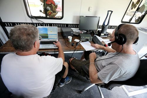 Jack Parker and John Erwin at CMU. The Winnipeg Amateur Radio Club holding a Field Day, part of a continent-wide exercise to demonstrate emergency communications ability, Sunday, June 28, 2015. (TREVOR HAGAN/WINNIPEG FREE PRESS) See kelly taylor for more info. he's a member. was there.