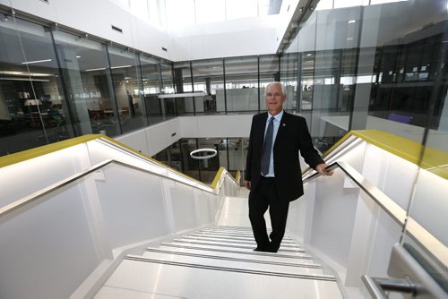 Eric Wiens, VP Regional Lead Stantec gives a tour at the  grand opening of the 311 Portage Avenue at Centrepoint.  He is in the interior light well to maximize daylight in the building. Geoff Kirbyson story.  Wayne Glowacki / Winnipeg Free Press June 30  2015 Geoff Kirbyson story.  Wayne Glowacki / Winnipeg Free Press June 30  2015