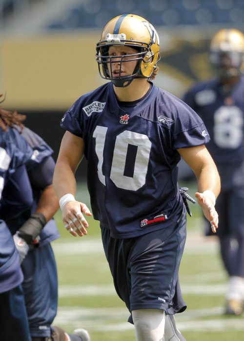 Bomber practice - Sam Hurl #10. BORIS MINKEVICH/WINNIPEG FREE PRESS June 30, 2015