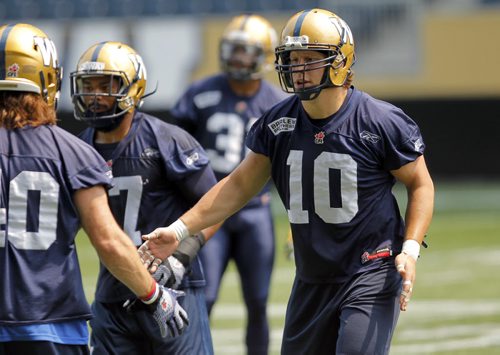 Bomber practice - Sam Hurl #10. BORIS MINKEVICH/WINNIPEG FREE PRESS June 30, 2015