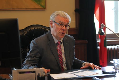 Manitoba Premier, Greg Selinger, responds to questions by FP reporter in his office after the last day of session at the Leg Tuesday afternoon before summer break.  June 30,, 2015 Ruth Bonneville / Winnipeg Free Press